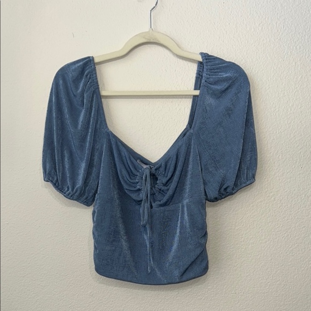 Blue Puff Sleeve Top